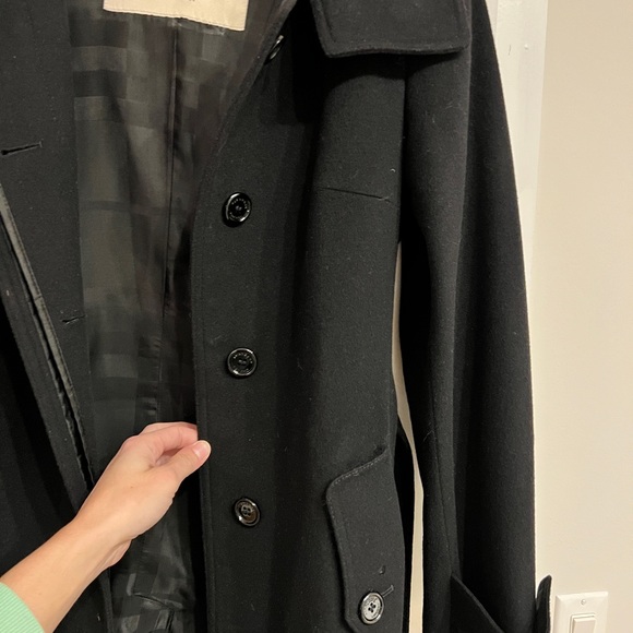 Burberry Black Wool Belted Mid-Length Coat - Picture 6 of 16